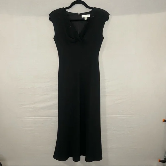 PETITE SOPHISTICATE BLACK SZ 2 Rhinstone Formal Cocktail Mother Of Bride Dress - Picture 2 of 10
